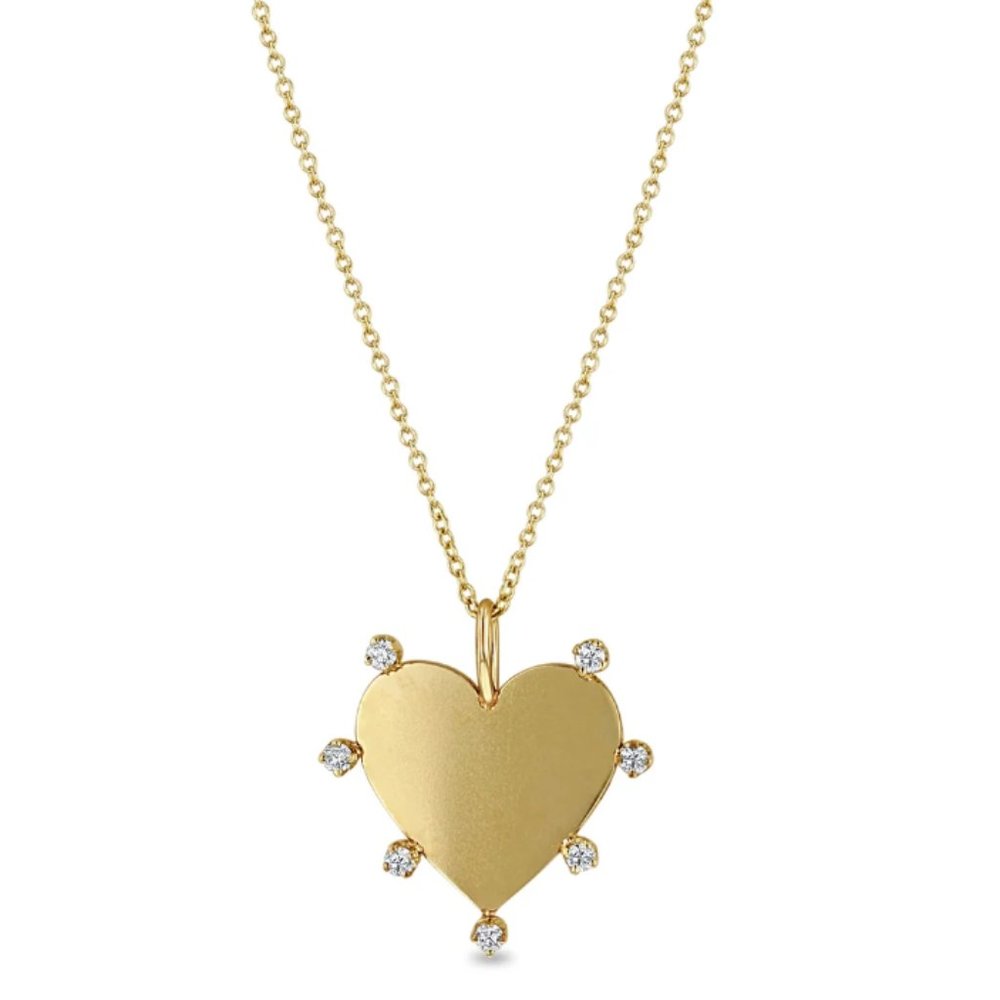 Zoe Chicco Gold Heart Pendant Necklace with Diamond Accents